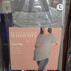 Destination Maternity Heather Gray Pocket Tee